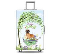 GABSHAIM Funda de equipaje personalizada con nombre de mascota, protector de maleta, bulldog francés con diseño de Hello Spring, lavable a máquina, maleta de viaje de 18 a 32 pulgadas, varios tipos