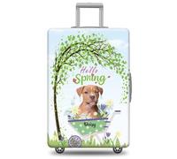 GABSHAIM Funda de equipaje personalizada con nombre de mascota, protector de maleta de perro Papillon con diseño de Hello Spring, lavable a máquina, maleta de viaje para 45,7 a 81,3 cm, varios tipos