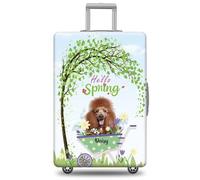 GABSHAIM Funda de equipaje personalizada con nombre de mascota, protector de maleta de perro Papillon con diseño de Hello Spring, lavable a máquina, maleta de viaje para 45,7 a 81,3 cm, varios tipos