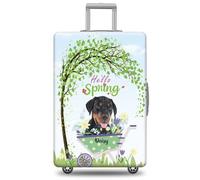 GABSHAIM Funda de equipaje personalizada con nombre de mascota, protector de maleta de perro Papillon con diseño de Hello Spring, lavable a máquina, maleta de viaje para 45,7 a 81,3 cm, varios tipos
