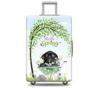 GABSHAIM Funda de equipaje personalizada con nombre de mascota, protector de maleta de perro Papillon con diseño de Hello Spring, lavable a máquina, maleta de viaje para 45,7 a 81,3 cm, varios tipos