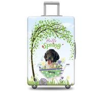 GABSHAIM Funda de equipaje personalizada con nombre de mascota, protector de maleta de perro Papillon con diseño de Hello Spring, lavable a máquina, maleta de viaje para 45,7 a 81,3 cm, varios tipos
