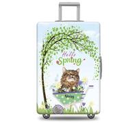 GABSHAIM Funda de equipaje personalizada con nombre de mascota, protector de maleta, gato atigrado con diseño de Hello Spring, lavable a máquina, maleta de viaje para 45,7 a 81,3 cm, varios tipos