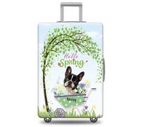 GABSHAIM Funda de equipaje personalizada con nombre de mascota, protector de maleta, gatos Calico con diseño de Hello Spring, lavable a máquina, maleta de viaje para 45,7 a 81,3 cm, varios tipos