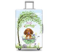 GABSHAIM Funda de equipaje personalizada con nombre de mascota, protector de maleta, gatos Calico con diseño de Hello Spring, lavable a máquina, maleta de viaje para 45,7 a 81,3 cm, varios tipos