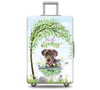 GABSHAIM Funda de equipaje personalizada con nombre de mascota, protector de maleta, perro pastor de Shetland con diseño de Hello Spring, lavable a máquina, maleta de viaje para 45,7 a 81,3 cm, varios