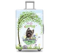 GABSHAIM Funda de equipaje personalizada con nombre de mascota, protector de maleta, Schnauzer miniatura en blanco y negro con diseño de Hello Spring, lavable a máquina, maleta de viaje para 45,7 a