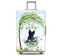 GABSHAIM Funda de equipaje personalizada con nombre de mascota, protector de maleta, Schnauzer miniatura en blanco y negro con diseño de Hello Spring, lavable a máquina, maleta de viaje para 45,7 a