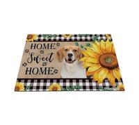 GABSHAIM Funny Beagle Dog Sunflowers Felpudo de bienvenida Sweet Home Buffalo a cuadros para decoración del hogar, 35.4 x 23.6 pulgadas, estilo 3