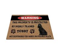 GABSHAIM Funny Cocker Welcome Door Mat This Property is Protected by Highly Trained Dog Door Felpudo de advertencia personalizado para los amantes de las mascotas, 23.6 x 15.7 pulgadas