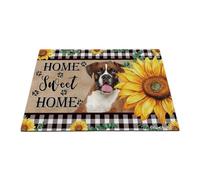 GABSHAIM Tapete divertido de bienvenida con diseño de perro boxeador con girasoles Sweet Home Buffalo para decoración del hogar, 23.6 x 15.7 pulgadas, estilo 3