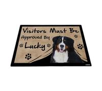 GABSHAIM Visitors Must Be Approved by The Dog - Felpudo de Berna, divertido tapete personalizado para decoración del hogar, 15.7 x 23.6 pulgadas
