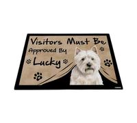 GABSHAIM Visitors Must Be Approved by The Dog Felpudo divertido acuarela West Highland White Terrier tapete personalizado para decoración del hogar, 44 x 60 cm