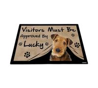 GABSHAIM Visitors Must Be Approved by The Dog Felpudo divertido Airedale Terrier alfombra personalizada para decoración del hogar, 23.6 x 34.5 pulgadas
