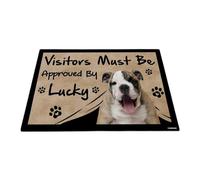 GABSHAIM Visitors Must Be Approved by The Dog Felpudo divertido bulldog inglés, alfombra personalizada para decoración del hogar, 17.7 x 27.5 pulgadas, estilo 4
