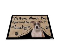 GABSHAIM Visitors Must Be Approved by The Dog Felpudo divertido cachorro americano Staffordshire Terrier alfombra personalizada para decoración del hogar, 23.6 x 34.5 pulgadas