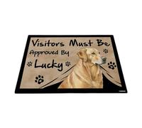 GABSHAIM Visitors Must Be Approved by The Dog Felpudo divertido de acuarela Golden Retriever, tapete personalizado para decoración del hogar, 15.7 x 23.6 pulgadas