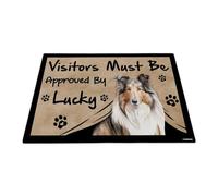 GABSHAIM Visitors Must Be Approved by The Dog Felpudo divertido diseño de acuarela Collie, tapete personalizado para decoración del hogar, 17.7 x 27.5 pulgadas