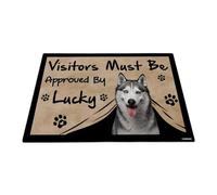 GABSHAIM Visitors Must Be Approved by The Dog Felpudo divertido Husky personalizado para decoración del hogar, 15.7 x 23.6 pulgadas, estilo 4
