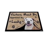 GABSHAIM Visitors Must Be Approved by The Dog Felpudo divertido Pitbull alfombra personalizada para decoración del hogar, 17.7 x 27.5 pulgadas, estilo 3