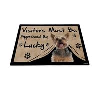 GABSHAIM Visitors Must Be Approved by The Dog Felpudo divertido Yorkshire Terrier Yorkie, alfombra personalizada para decoración del hogar, 15.7 x 23.6 pulgadas, estilo 4