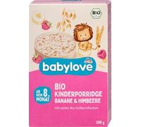 Gachas de plátano y frambuesa para el octavo mes, 200 g - Marca DM Alemania - Compatible con babylove - Gachas de plátano y Himbeere ab dem 8. Monat, 200 g