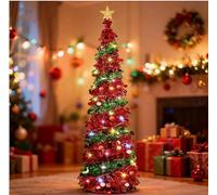 Gachiwar - Adorno para árbol de Navidad, Plegable, con Lentejuelas, Brillante, para casa, Oficina, Tienda, decoración de Navidad (Lentejuelas Rojas y Verdes)