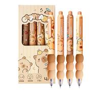 Gacqpli Bolígrafos de gel borrables - 4 bolígrafos de tinta azul Capybara de 0,5 mm, retráctiles, dibujos animados, lápices de escritura lisos, para escuela, aula, área de trabajo, hogar