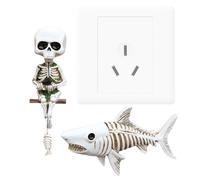 Gacqpli Esqueleto Pesca Halloween, Figura Gótica de Resina Calavera de tiburón, Decoración de Halloween, Figura de Escritorio Gótico para Vacaciones Interior Exterior Mesa de Entrada Salón Jardín