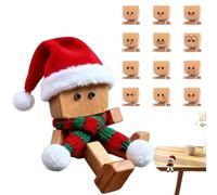 Gacqpli Hombre De Madera | con Sombrero De Santa Juguetes Articulables - Muñeco De Madera Que Se Agita con 12 Expresiones Magnéticas | para Hogar Familia Mujeres Hombres Salpicadero Navidad