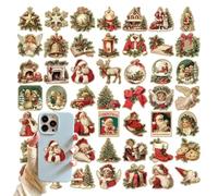 Gacqpli Pegatinas Navideñas Para Manualidades, 50 Unidades de Pegatinas para Navidad, Adhesivos Impermeables para Coche Botella Puerta Ventana Casa Decoración Interior