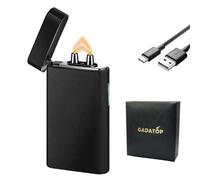 GADATOP Encendedor de Llama de Plasma de Arco Resistente al Viento, Encendedor eléctrico Colorido Degradado, Encendedor USB-C Recargable con indicador rítmico de batería Intermitente (Negro Mate)