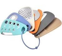 Gadget de Cocina Portátil de 6 Piezas, Cortador de Pizza + Pelador + Tijeras Para Hierbas + Abridor de Botellas + Rallador + Prensa de Ajo, Herramientas de Cocina Únicas Que Ahorran Espacio