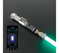 GADGETS 4 EVERYONE Sable de luz G4E con aplicación Bluetooth y Caja de Control, Giro Suave, 16 Fuentes de Sonido, Cambio de Color RGB Infinito, Control de Movimiento, Luke RGB (Caja de Control)