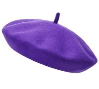 Gadgets Mafia Boina de lana francesa para mujer, sombrero clásico vintage liso unisex para invierno y otoño, suave y cálido para exteriores, Morado (, Talla única