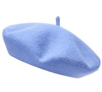 Gadgets Mafia Boina de lana francesa para mujer, sombrero clásico vintage liso unisex para invierno y otoño, suave y cálido para exteriores, azul celeste, Talla única