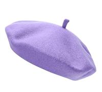Gadgets Mafia Boina de lana francesa para mujer, sombrero clásico vintage liso unisex para invierno y otoño, suave y cálido para exteriores, morado claro, Talla única