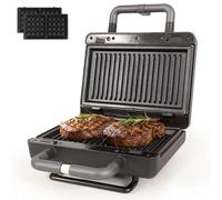 Gadgy 800W Gofrera y Sandwichera 2 en 1 - Paneles Extraíbles Antiadherentes - Termostato - Mango Cool Touch - Luz Indicadora - Almacenamiento Vertical - Negro Mate - Patas Antideslizantes