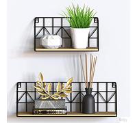Gadgy Estantería de Pared Flotante - Juego de 2 Baldas de Metal y Madera, Estantes Decorativos para Cocina, Baño o Hogar - 45x12x15 y 30x12x15 cm