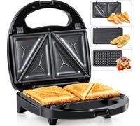 Gadgy Gofrera 3 en 1 Sandwichera Grill 750W | Placas Intercambiables para Gofres Sándwiches y Grill - Revestimiento Antiadherente y Asa Fría al Tacto