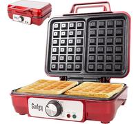 Gadgy Waffle Maker de Hierro Profesional 1000W - Gofrera Eléctrica con Recubrimiento Anti Adherente, Tamaño 23x16 cm, Temperatura Ajustable, Indicador LED, Ideal para 2 Gofres Perfectos