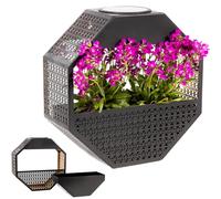 Gadgy Lámpara de Pared Solar con Maceta - Luz Solar de Pared con Jarrón Colgante e Iluminación LED Blanca Cálida - Decoración Resistente a la Intemperie para Balcón, Terraza o Jardín