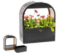 Gadgy Lámpara de Pared Solar con Maceta - Luz Solar de Pared con Jarrón Colgante e Iluminación LED Blanca Cálida - Decoración Resistente a la Intemperie para Balcón, Terraza o Jardín