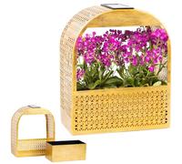 Gadgy Lámpara de Pared Solar con Maceta - Luz Solar de Pared con Jarrón Colgante e Iluminación LED Blanca Cálida - Decoración Resistente a la Intemperie para Balcón, Terraza o Jardín