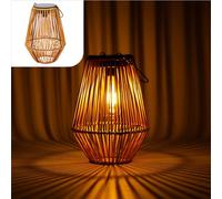 Gadgy Lámpara Solar Exterior Jardín - Farol Solar Impermeable Estilo Ratán - Luz Decorativa Marrón para Jardín, Terraza y Balcón