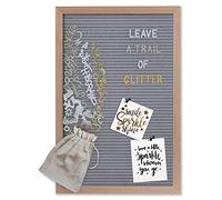 Gadgy Pizarra retro de fieltro gris con 510 letras doradas, plateadas y blancas. Marco de madera negro para mensajes, citas y decoración de pared, 30 x 45 cm