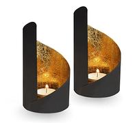 Gadgy Portavelas Decoracion Hogar Moderno | Juego De 2 | Velas Decorativas Negro y Oro | Candelabros para Velas | Adornos para Salon Modernos