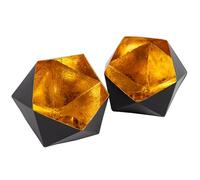 Gadgy Portavelas Negro Dorado - Lámpara de Viento Decoración de Mesa 2 Piezas - Portavelas de Metal en Forma de Diamante - Set de Decoración para el Hogar Ø15 x 14cm