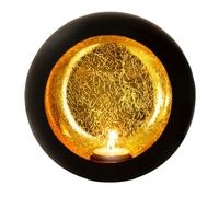 Gadgy Portavelas Negro Oro - Portavelas para Mesa de Comedor - Portavelas Redondo de Metal - Portavelas de Metal Negro - Decoración de Mesa Negro - Decoración del Hogar Ø 17 x 10 cm