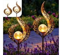 Gadgy Set de 2 Faroles Solares Exteriores LED | Faroles Solares Impermeables con Elegante Patrón de Luz LED para Jardín